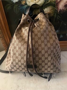 Gucci Beige and Brown Signature Canvas Backpack Insert